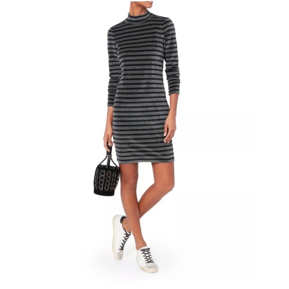 Alexander Wang Dresses & Skirts - Alexander Wang Stripe Velour Turtleneck Dress